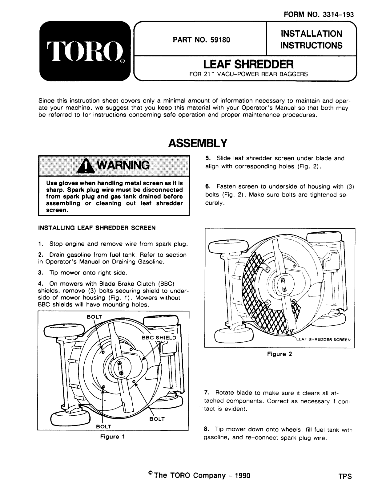 Toro 59180 Operator's Manual