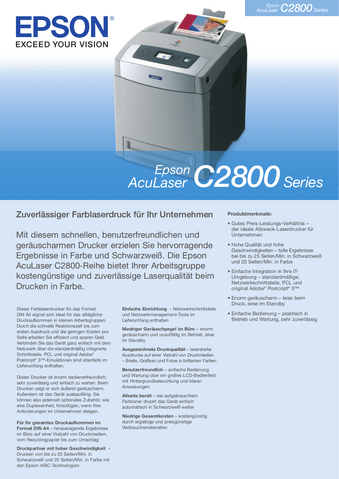 Epson ACULASER C2800 series BROCHURE