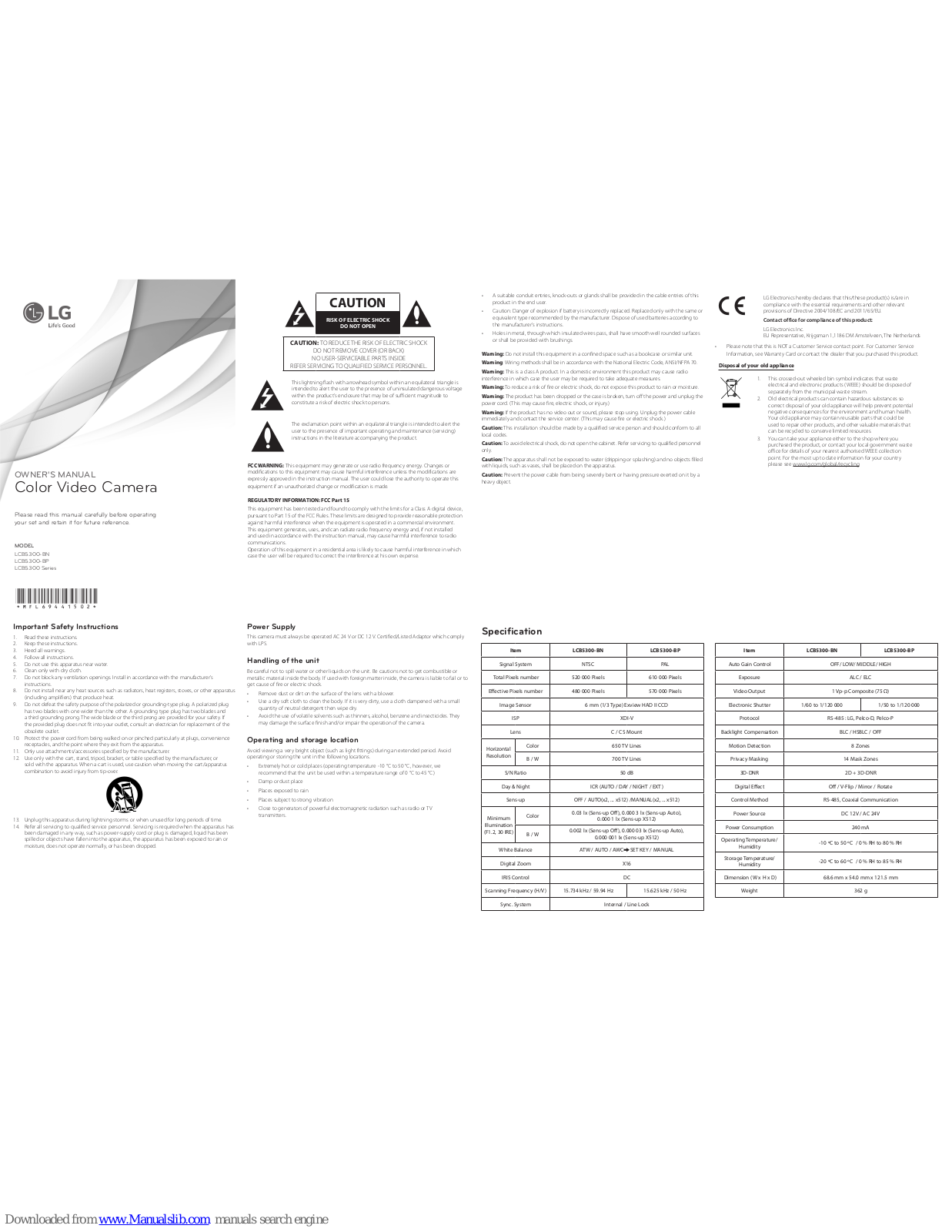 LG LCB5300-BN, LCB5300-BP Owner's Manual