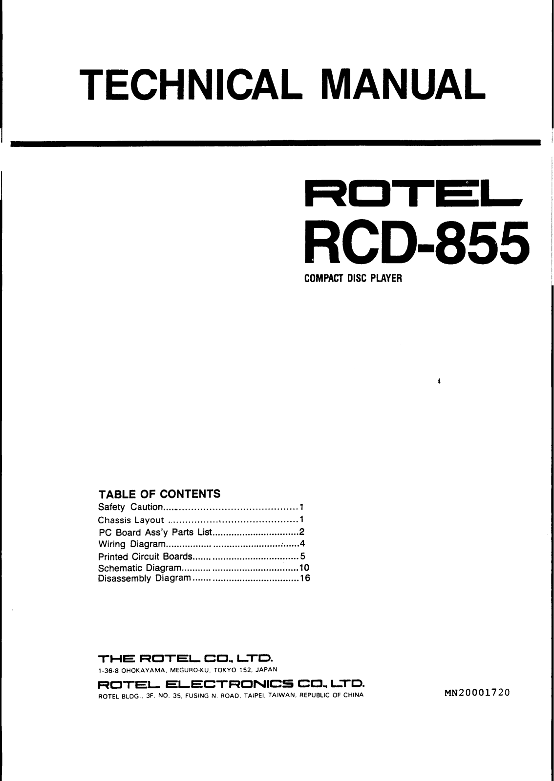 Rotel RCD-855 Owners manual