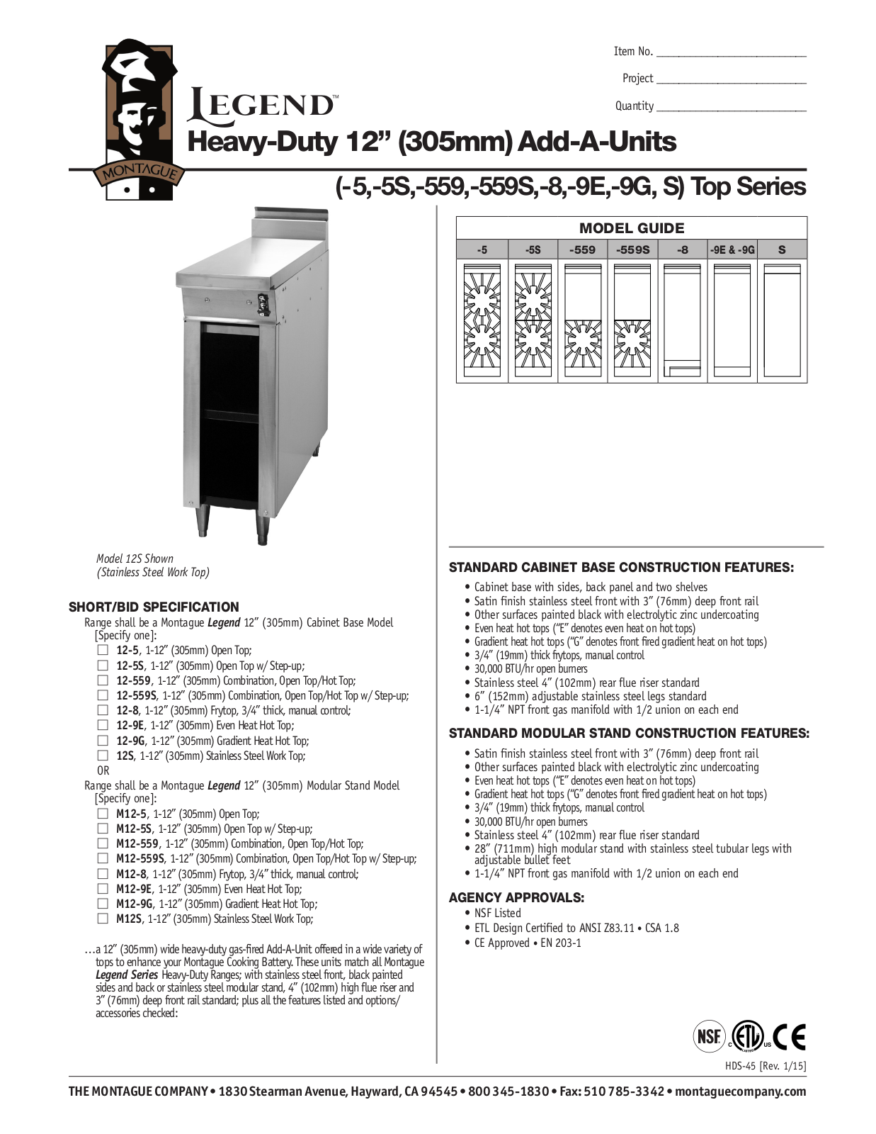 Montague 12-559 User Manual