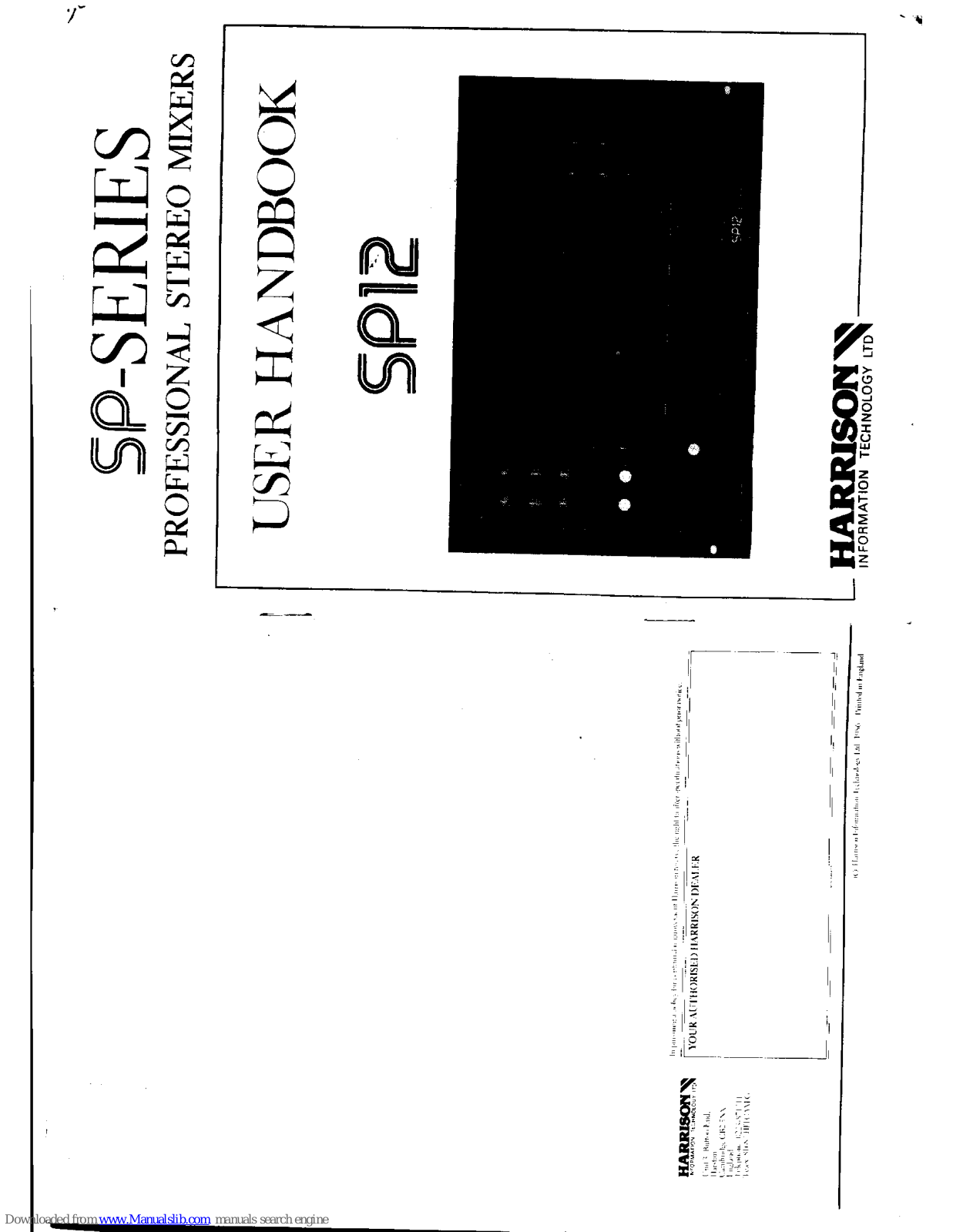 Harrison SP12 Handbook - ManualMachine.com