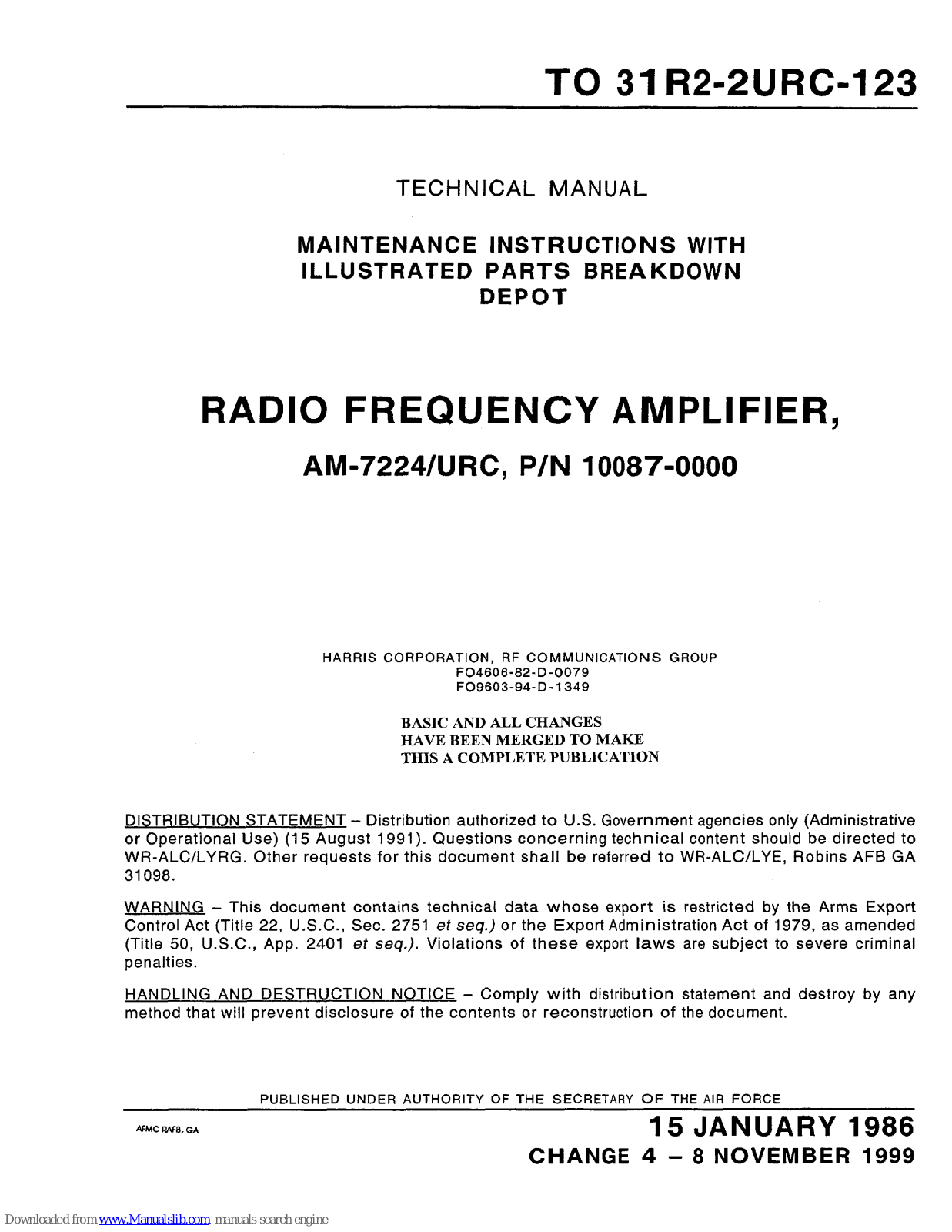 Harris AM-7224/URC Technical Manual