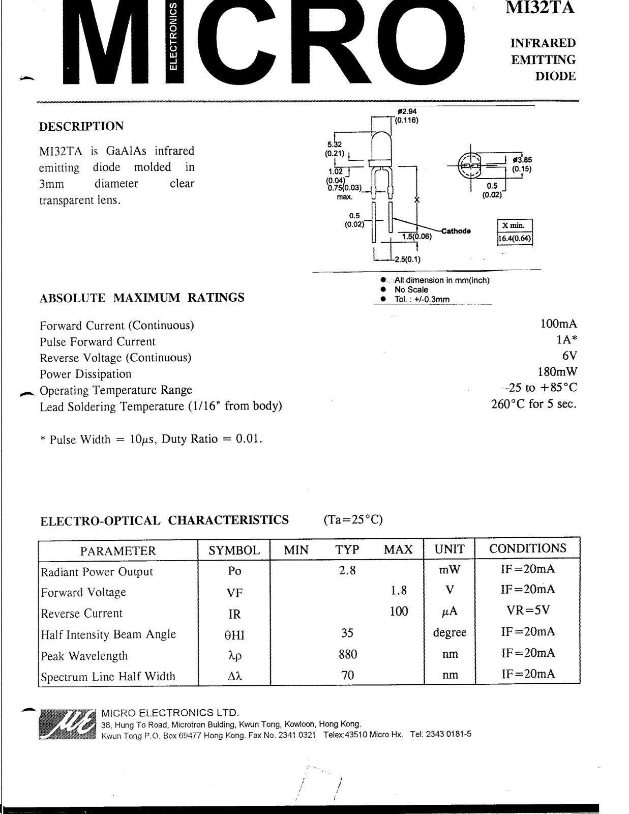 MICRO MI32TA Datasheet