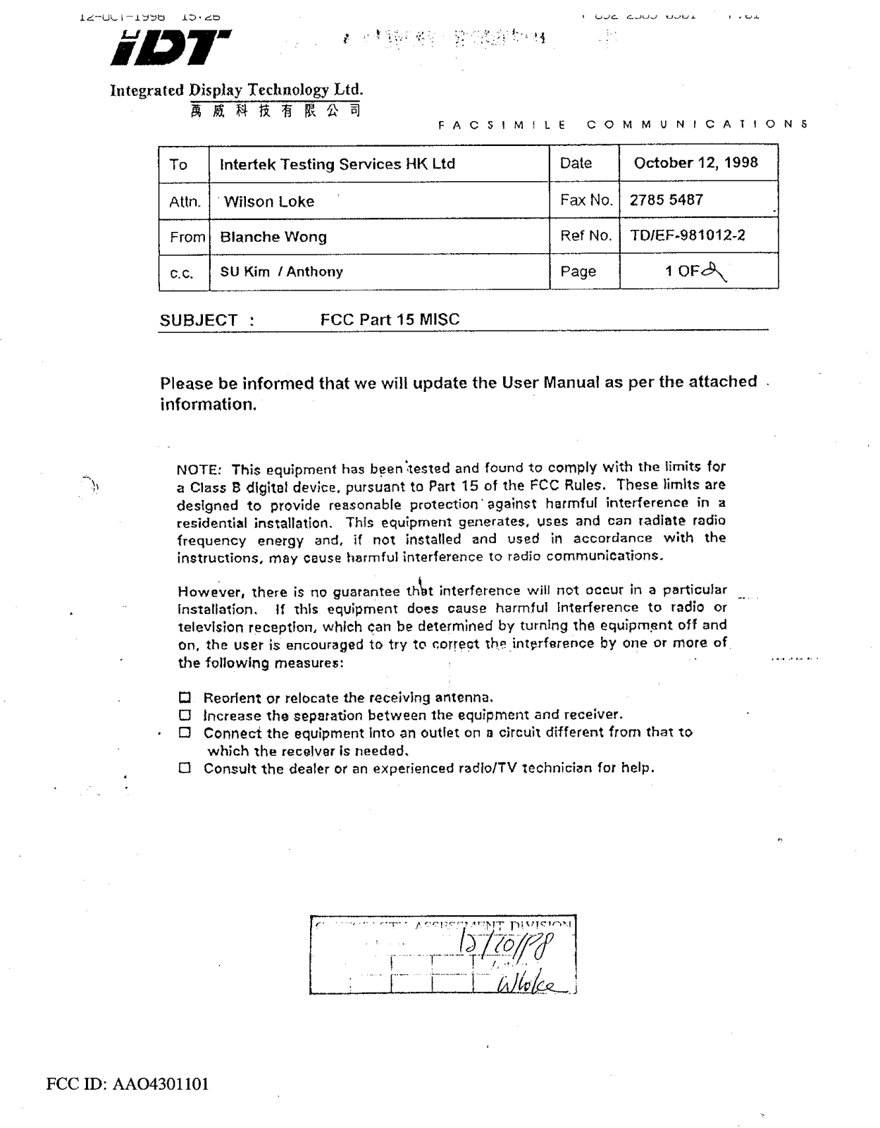 Radio Shack 4301101 User Manual