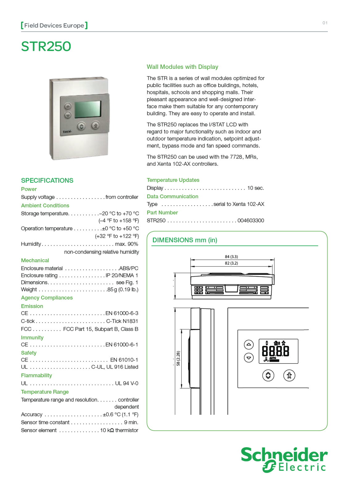 Schneider Electric STR250 Data Sheet