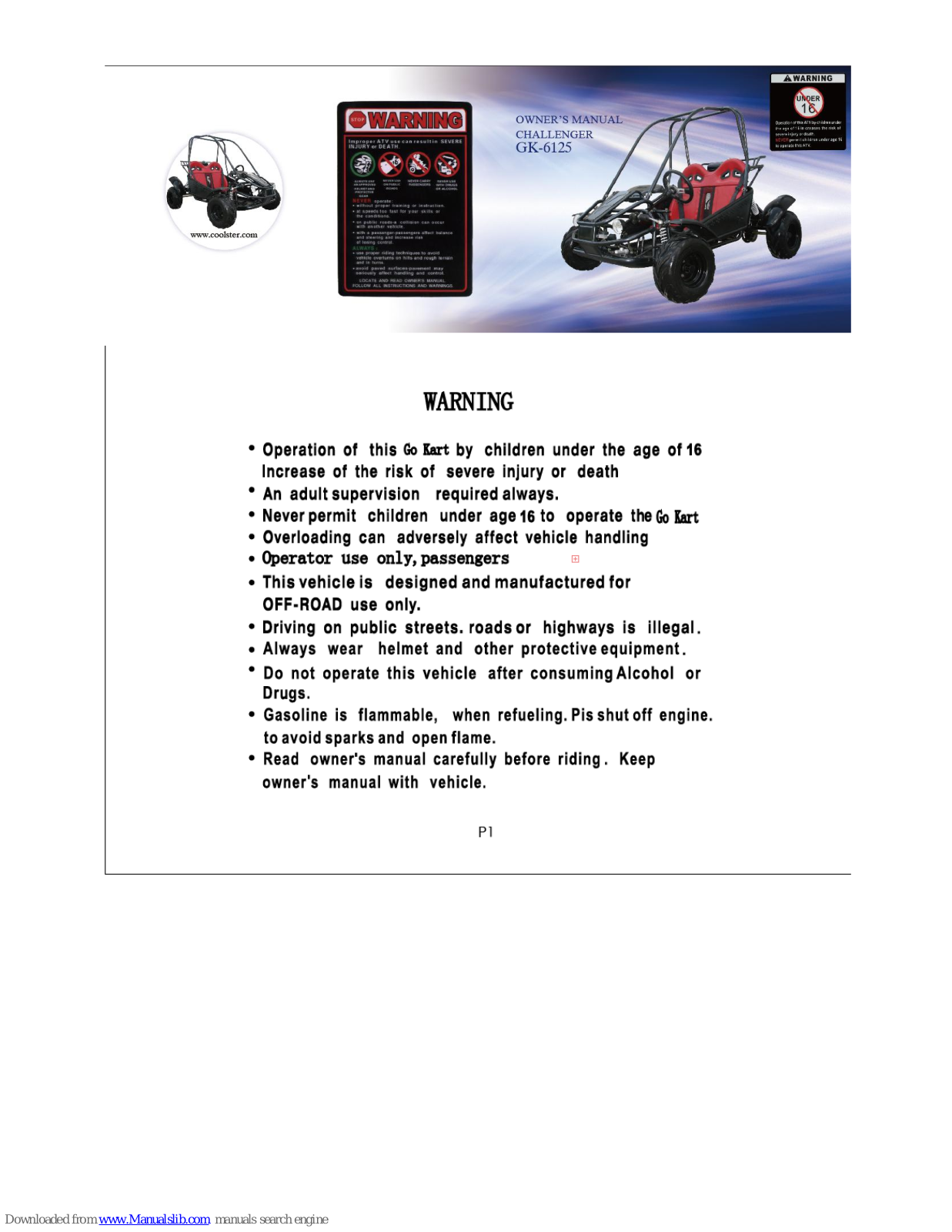 Coolster challenger gk-6125 Owner's Manual