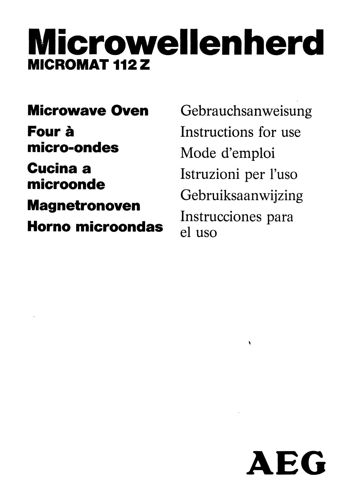 Aeg-electrolux MICROMAT 112 Z W User Manual