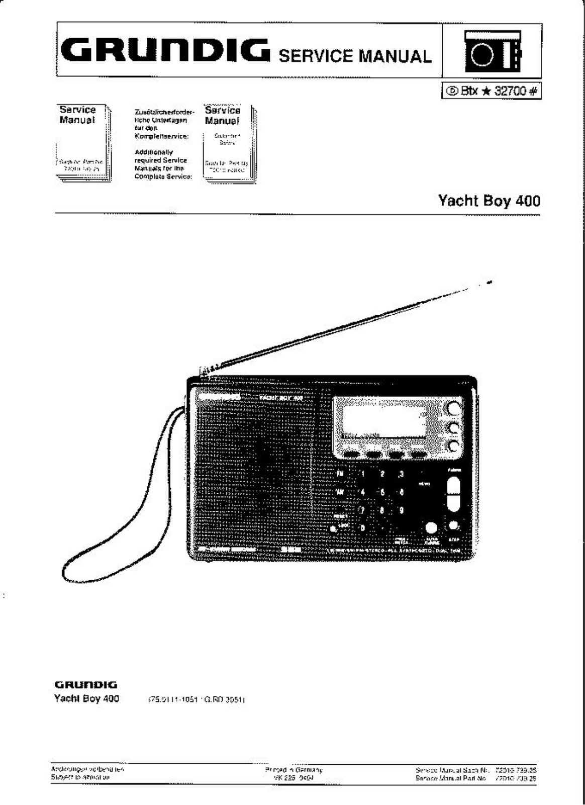Grundig YB-400 Service manual
