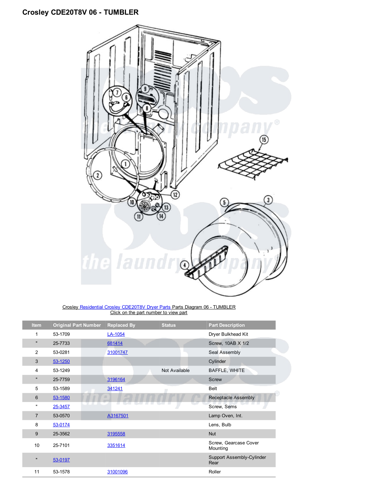 Crosley CDE20T8V Parts Diagram