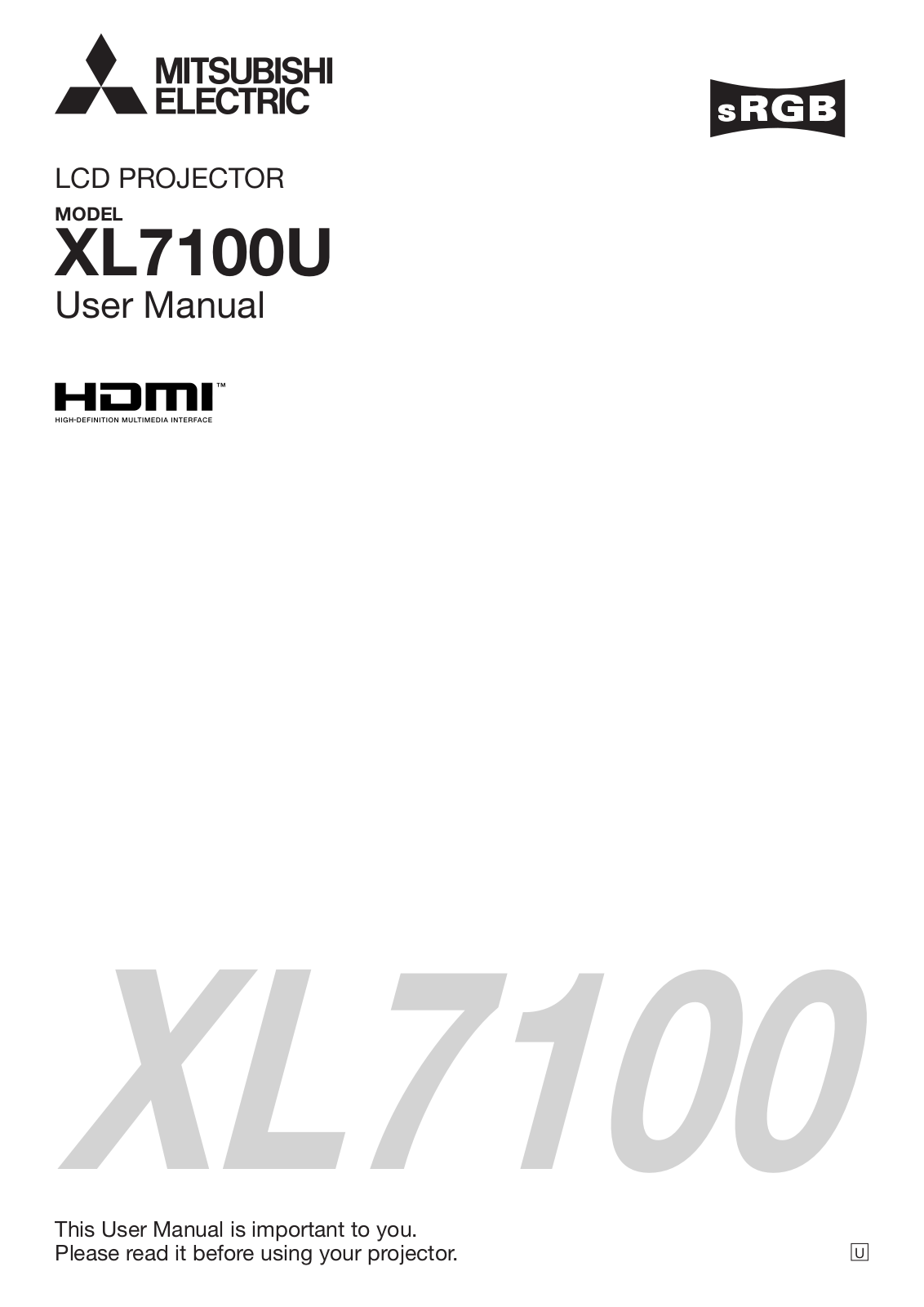 Mitsubishi XL7100U user Manual