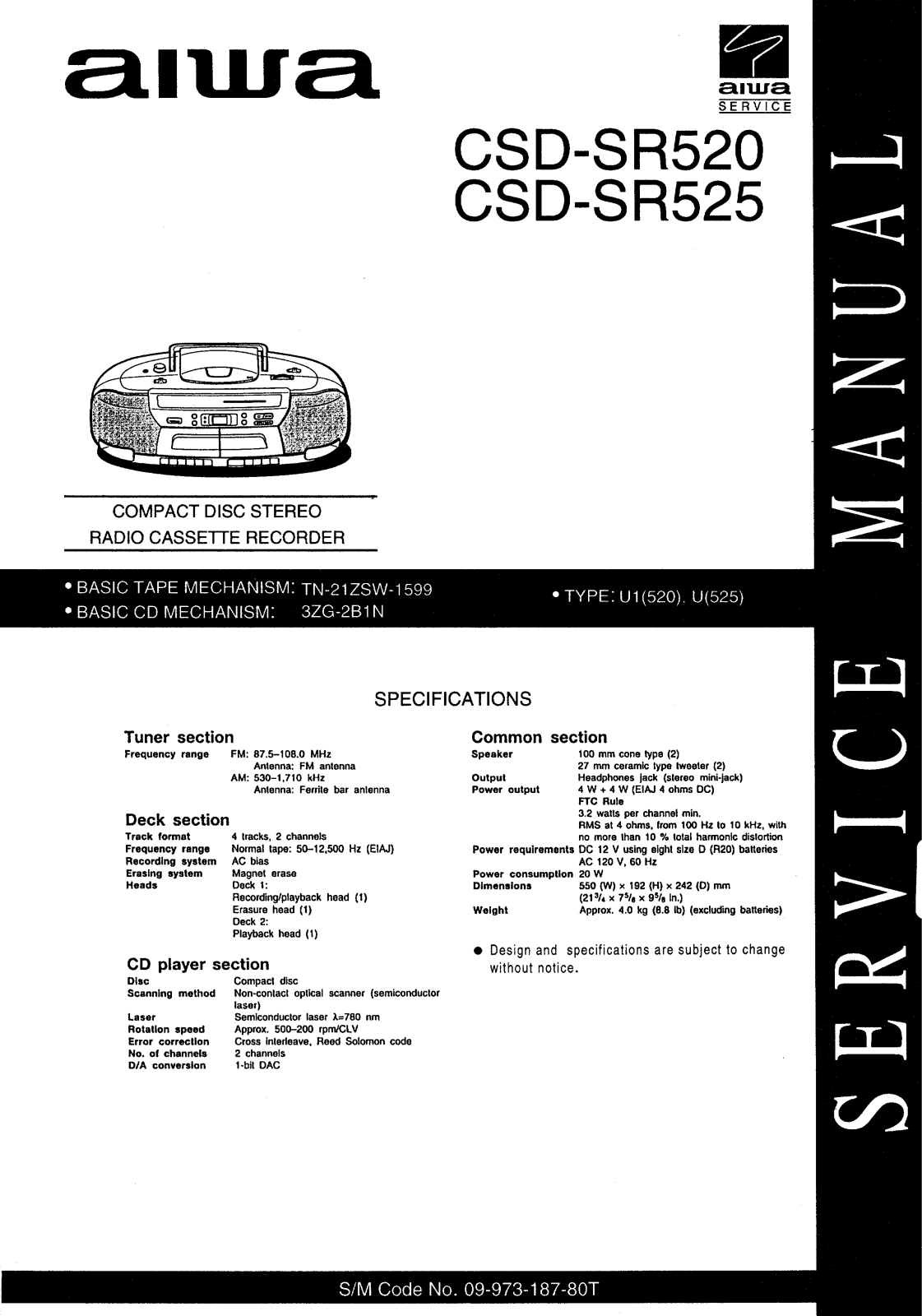 Aiwa CSD-SR520, CSD-SR525 Service Manual