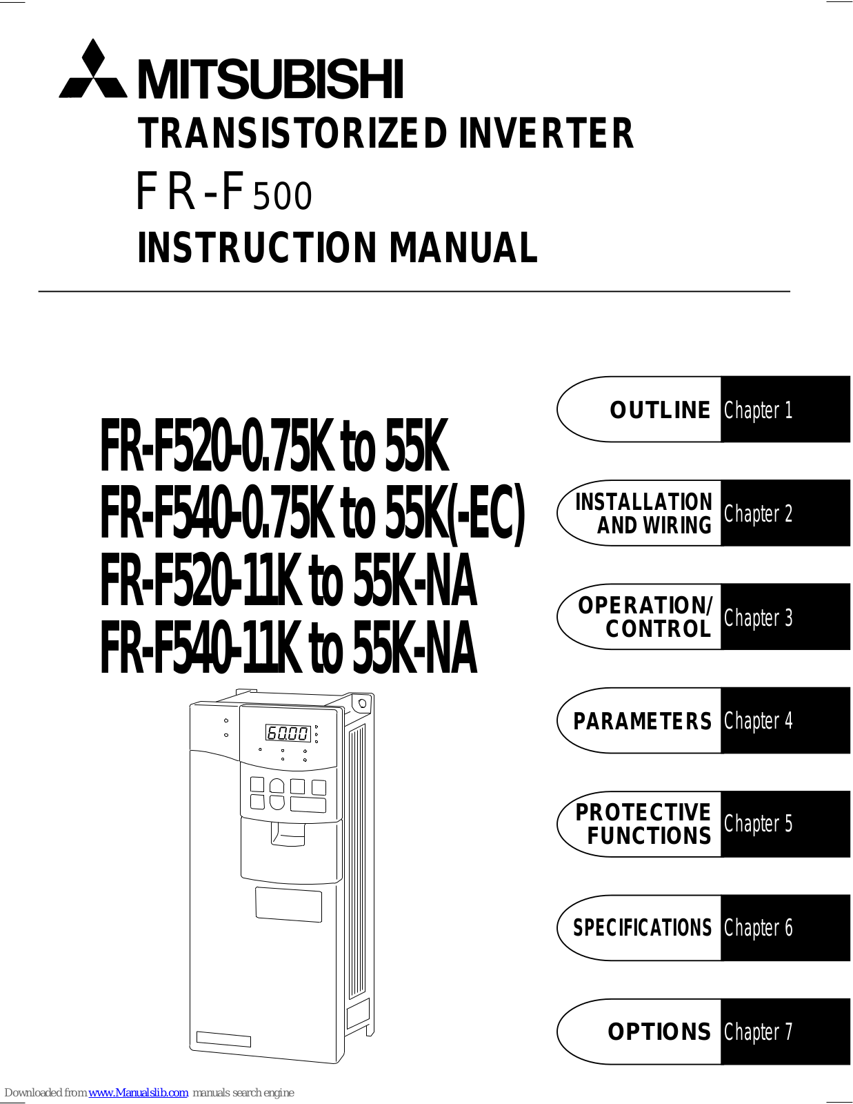 Mitsubishi FR-F520-0.75K, FR-F520-11K, FR-F540-11K, FR-F540-0.75K, FR-F520-37K Instruction Manual