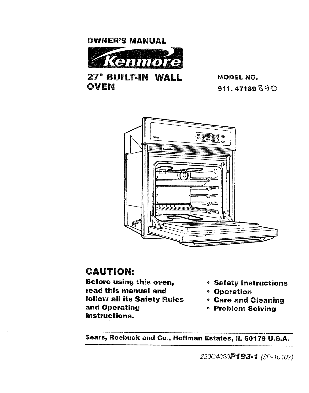 Kenmore 91147189890, 91147189991 Owner’s Manual
