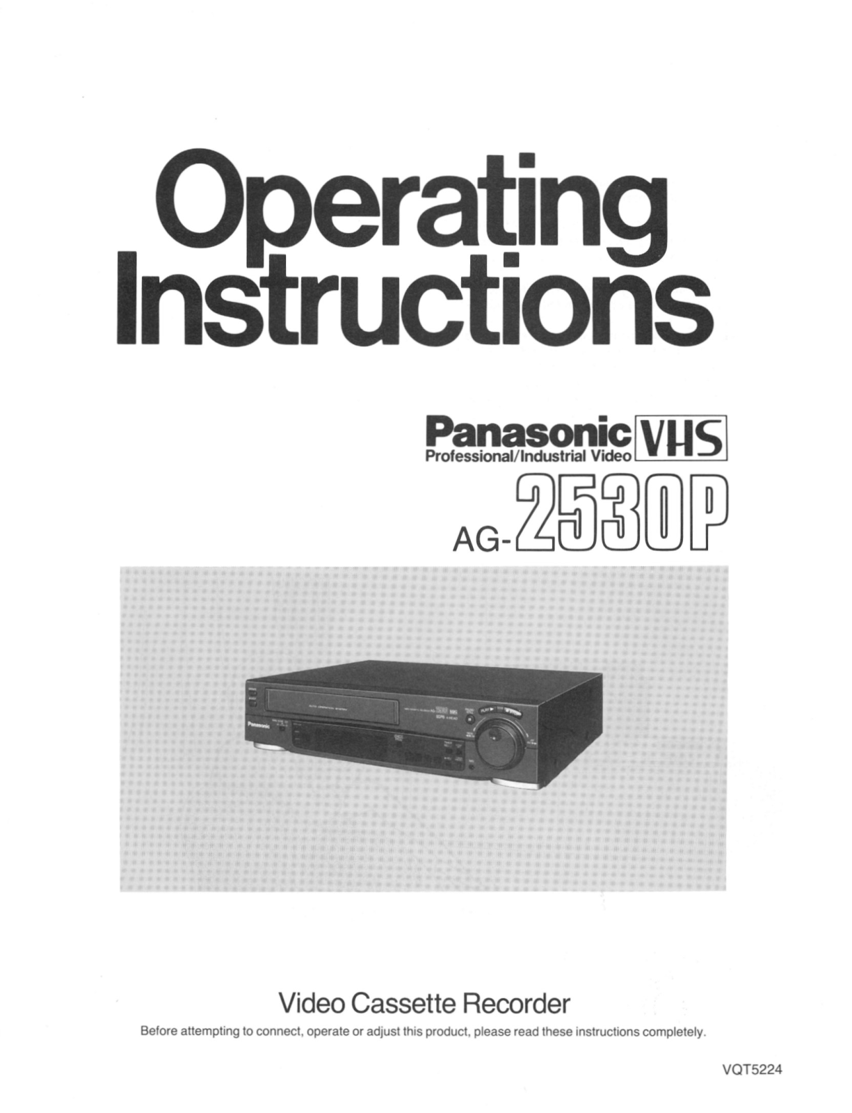 Panasonic ag2530 Operation Manual