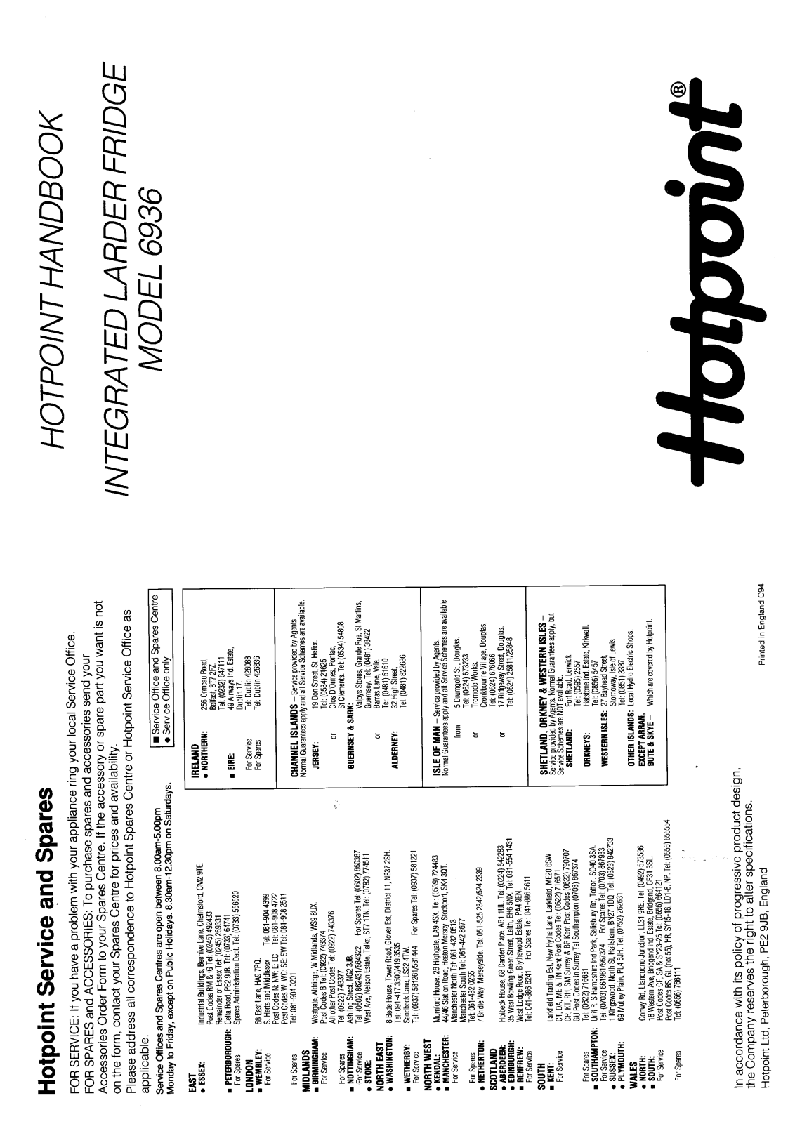 Hotpoint 6936 User Manual