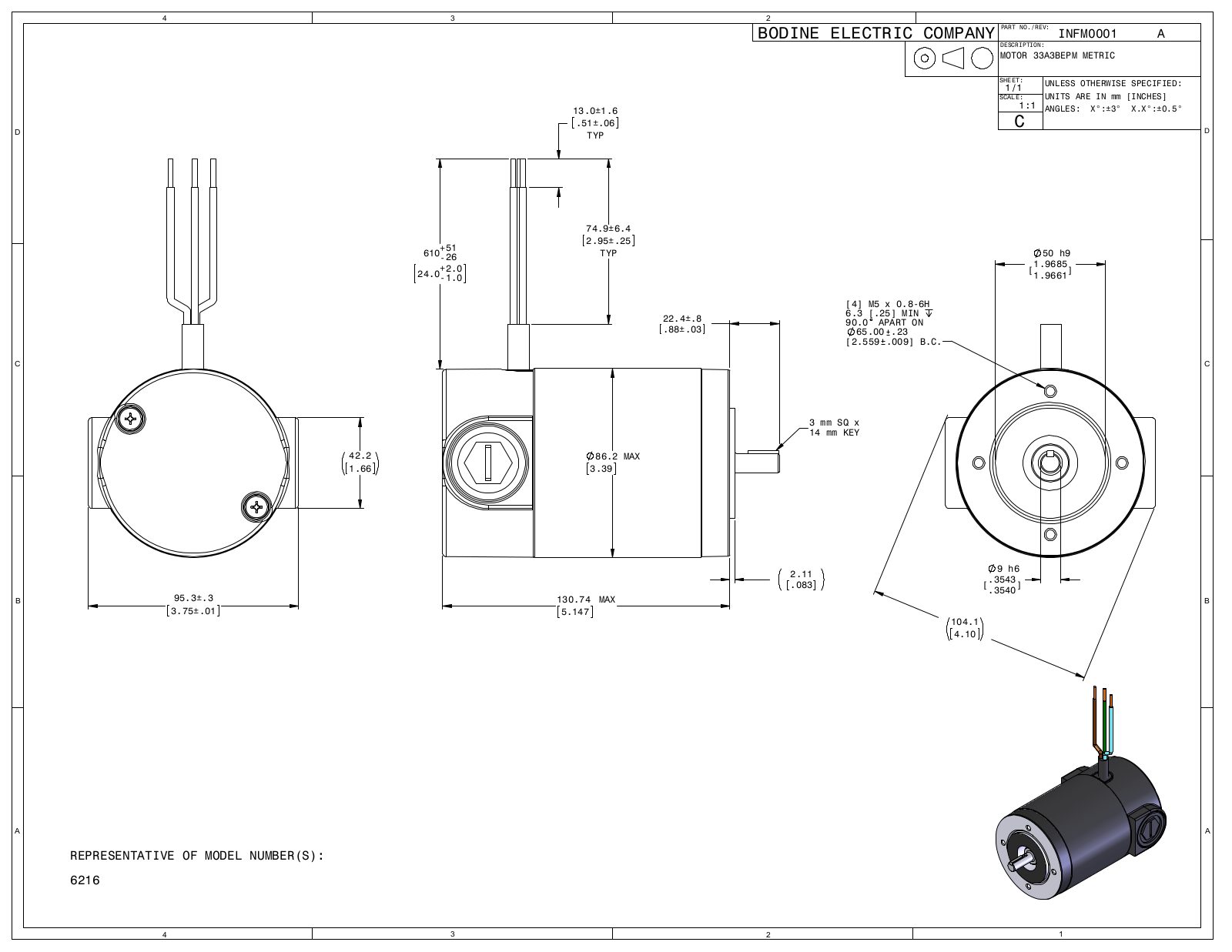 Bodine 6216 Reference Drawing