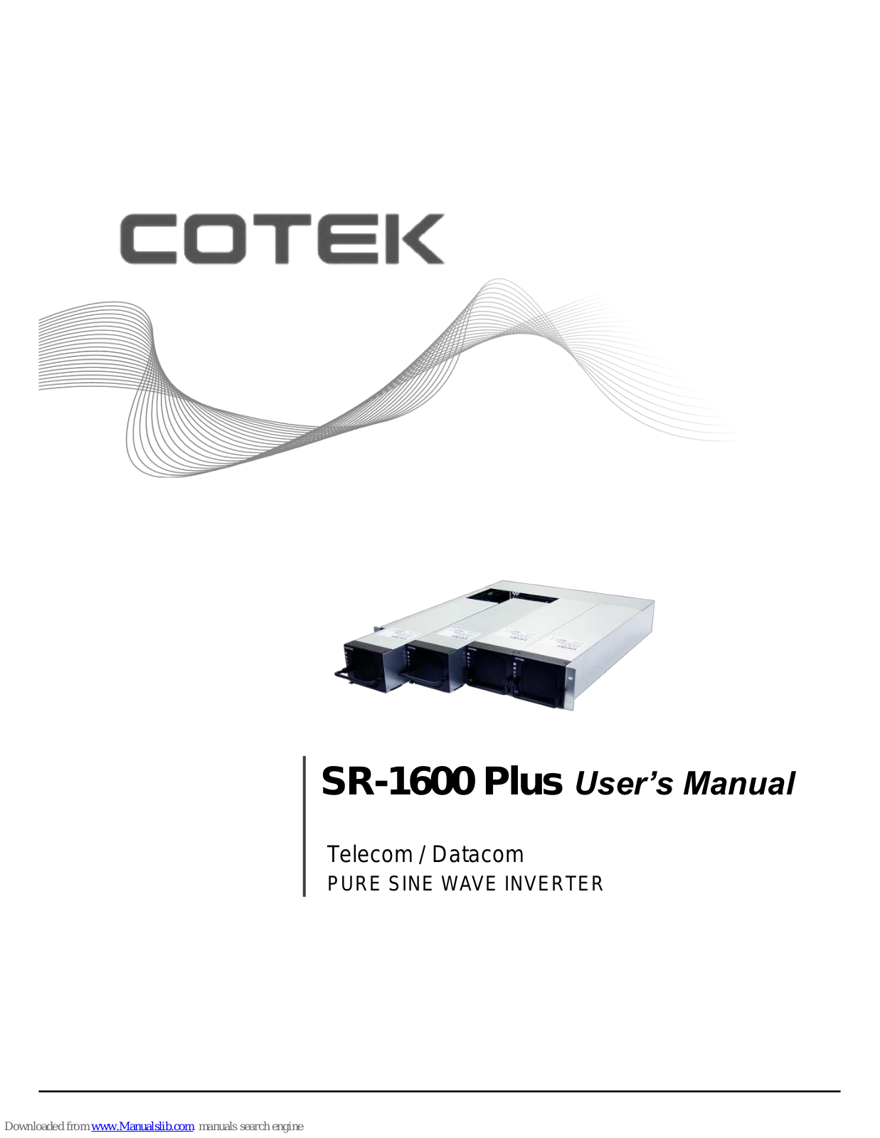 Cotek SR-1600 Plus, SR-1600 Plus -148, SR-1600 Plus-124, SR-1600 Plus -224, SR-1600 Plus -248 User Manual - ManualMachine.com