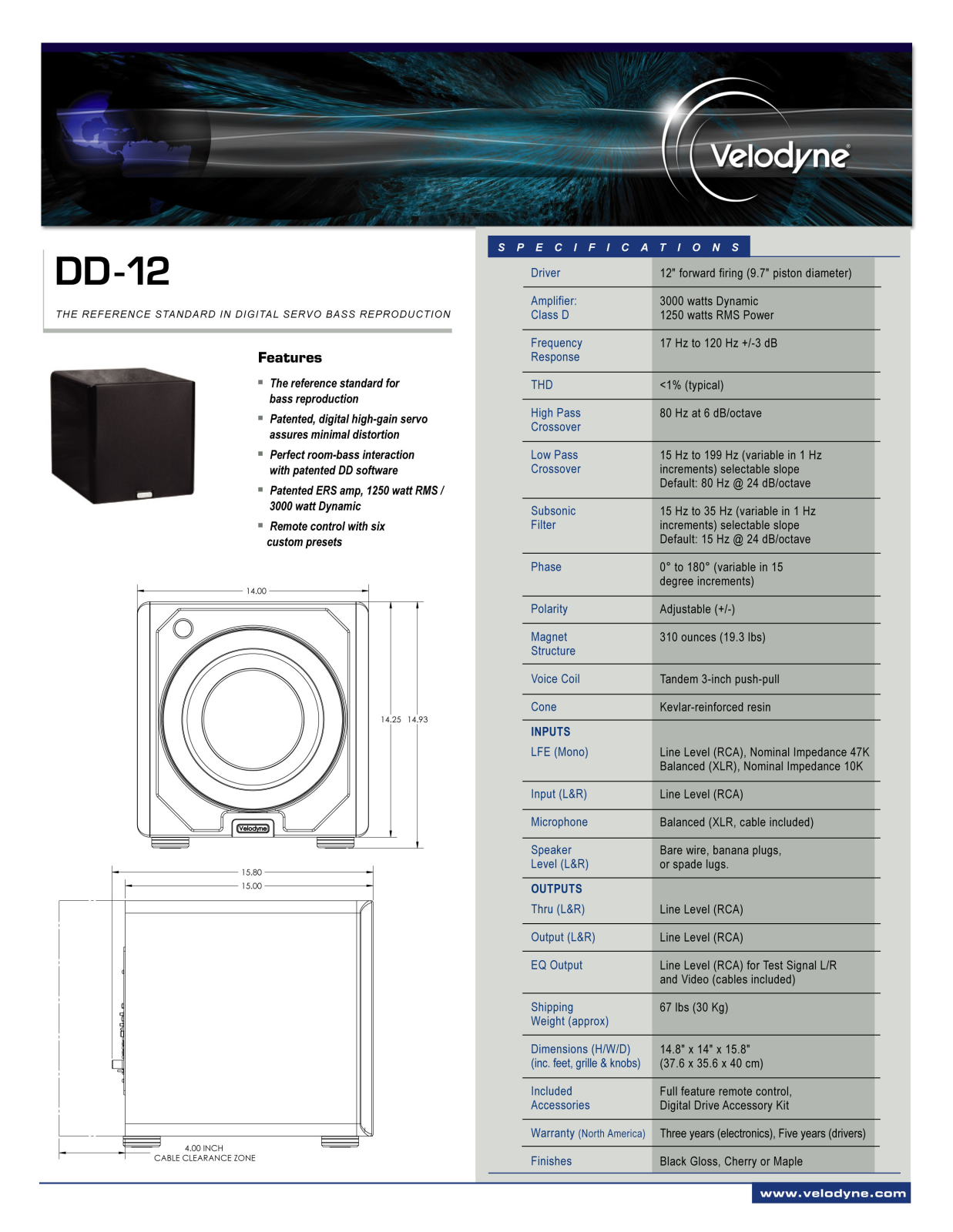 Velodyne DD-12 DATASHEET