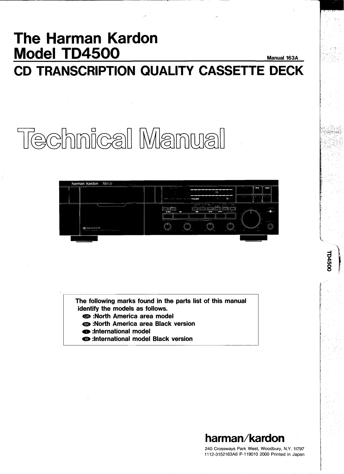 Harman Kardon TD-4500 Service manual