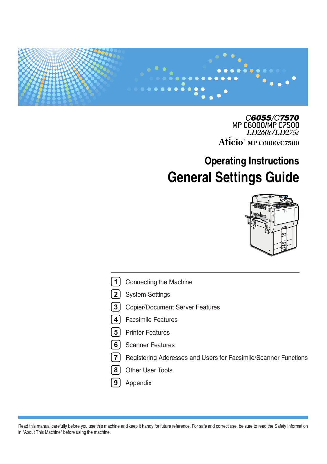 Ricoh AFICIO MP C6000, AFICIO C7500 User Manual