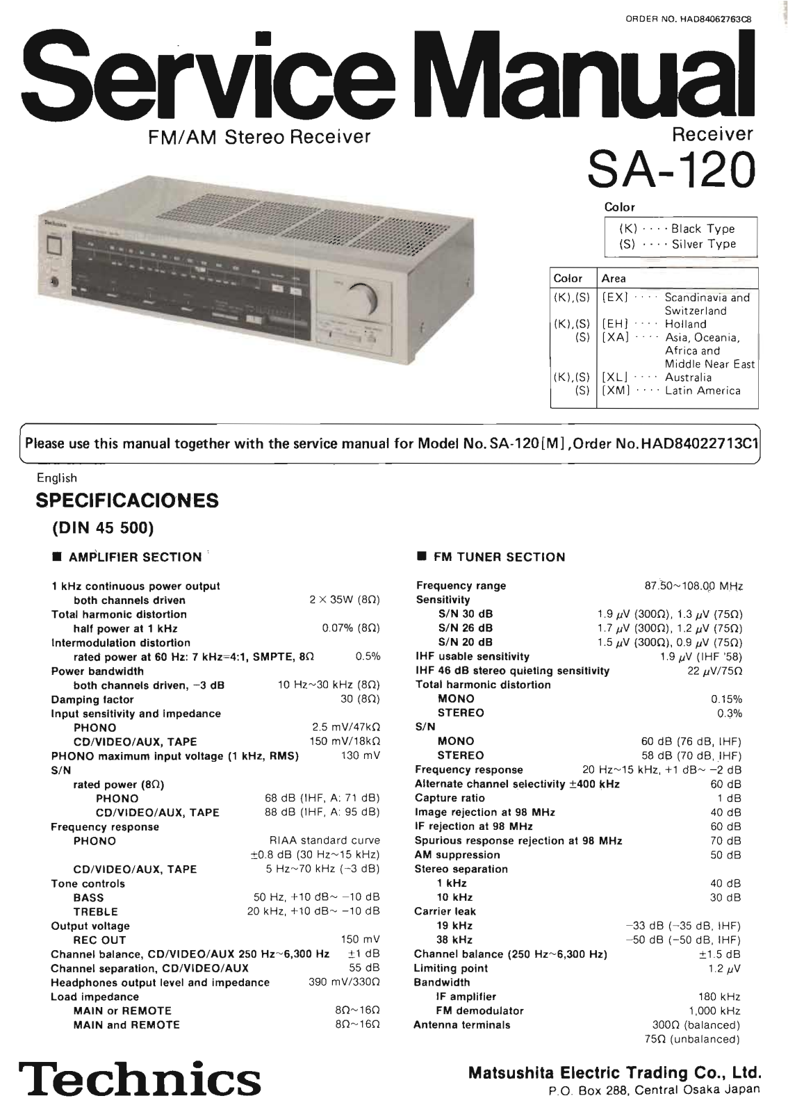 Technics SA-120 Service Manual