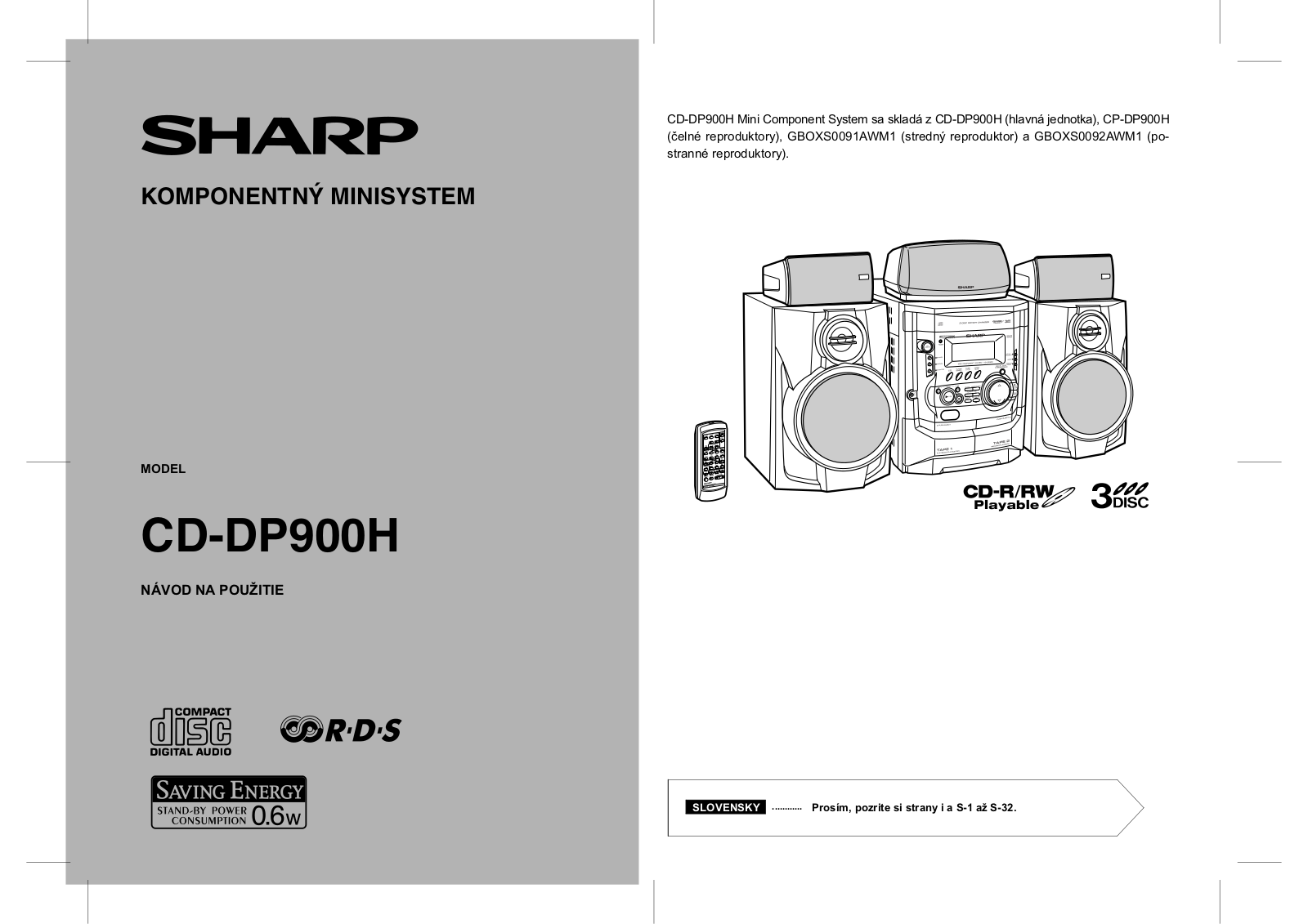 Sharp CD-DP900H User Manual