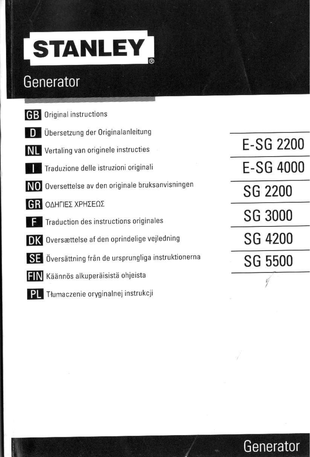 STANLEY E-SG 2200, E-SG 4000, SG 3000, SG 4200, SG 5500 User Manual - ManualMachine.com