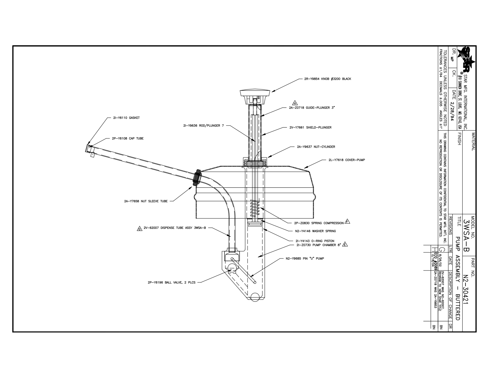 Star 3WSA-B PARTS LIST