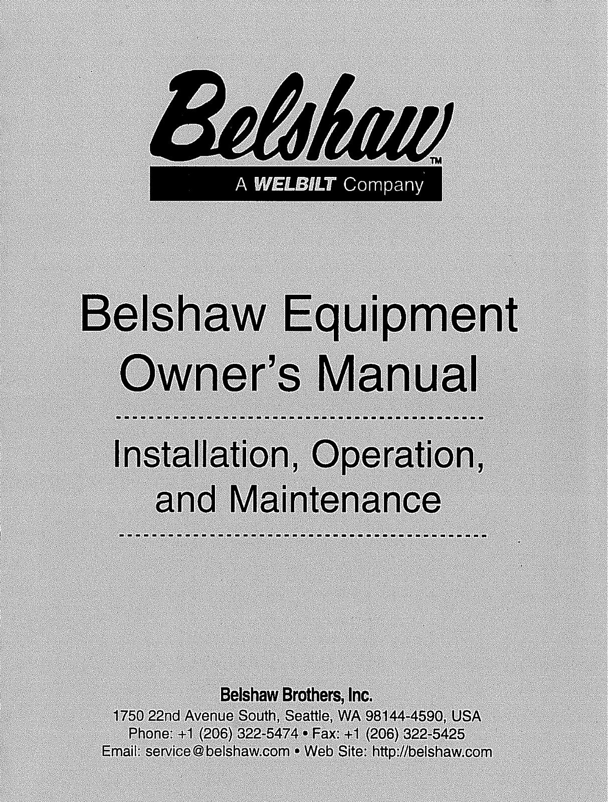 Belshaw 42 Installation  Manual