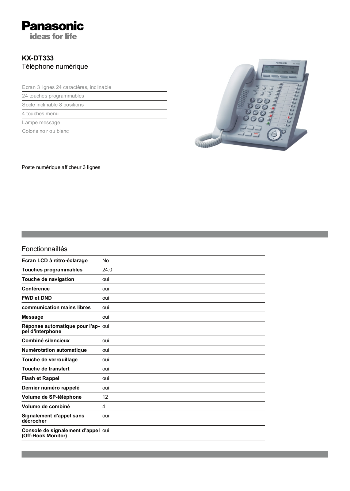 PANASONIC KX-DT333 User Manual