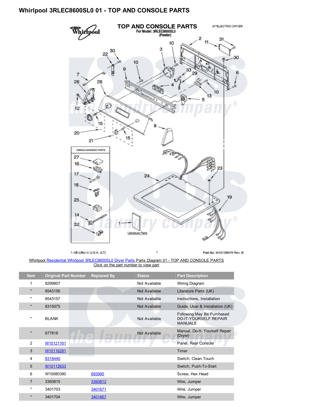 Whirlpool 3RLEC8600SL0 Parts Diagram