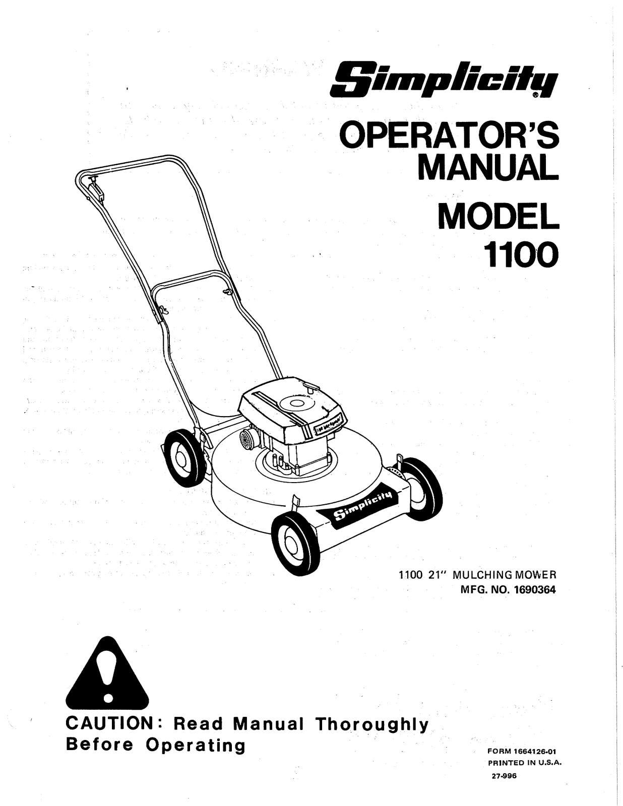 Simplicity 1100 User Manual