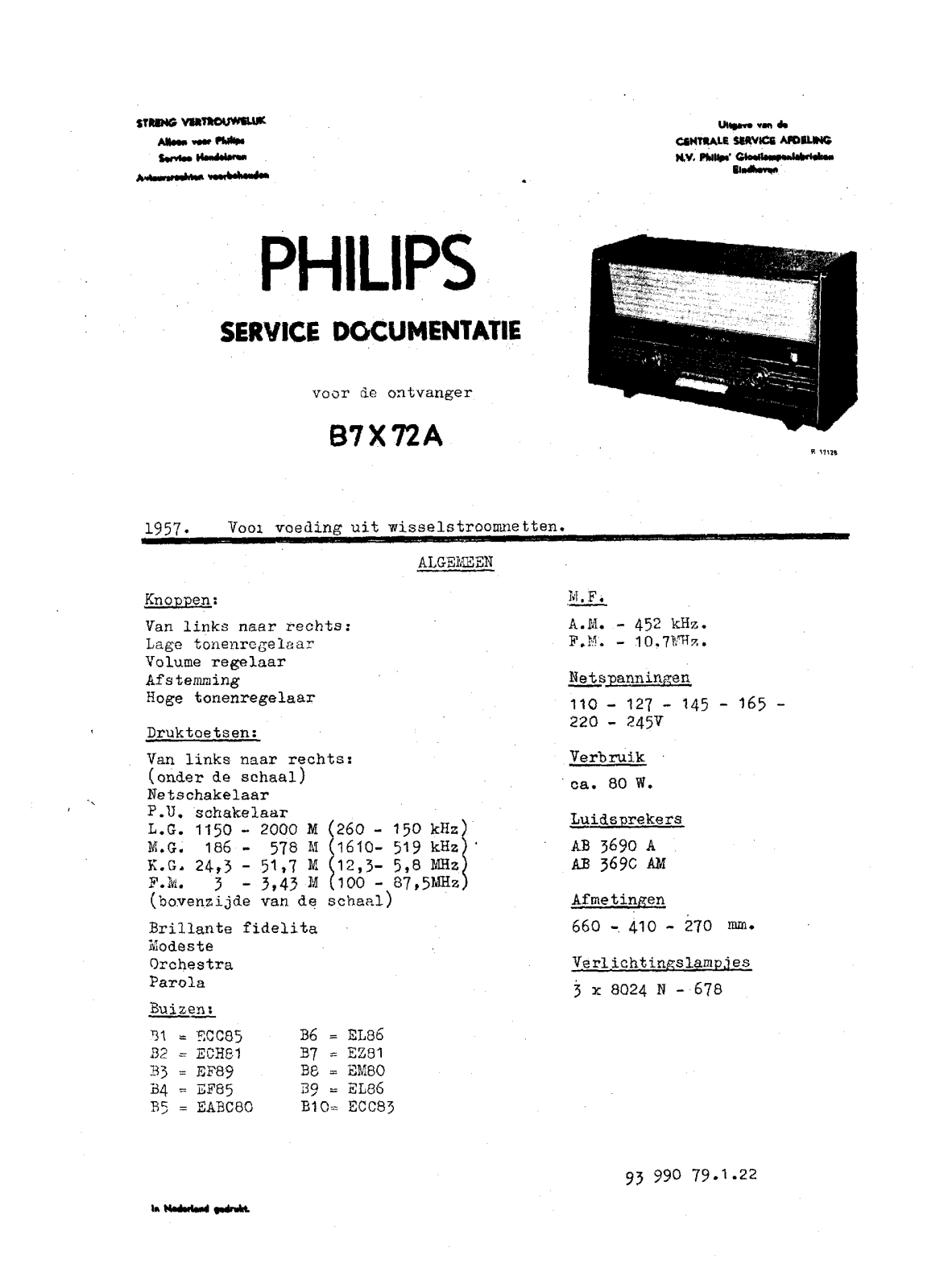 Philips B-7-X-72-A Service Manual