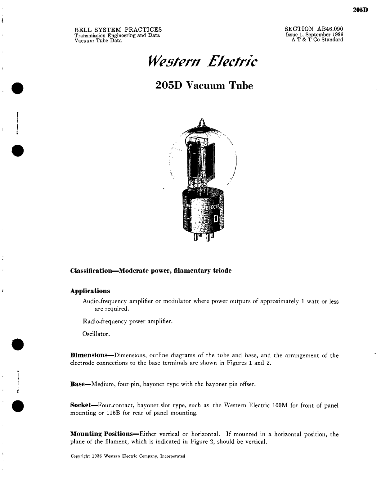 Western Electric 205-D Brochure