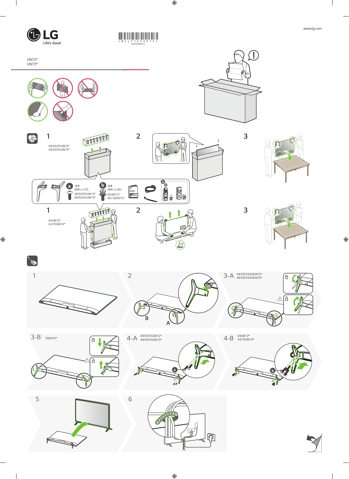 LG 55UN7200PTF, 49UN7200PTF, 50UN7300PTC, 55UN7290PTF QUICK SETUP INSTRUCTIONS - ManualMachine.com