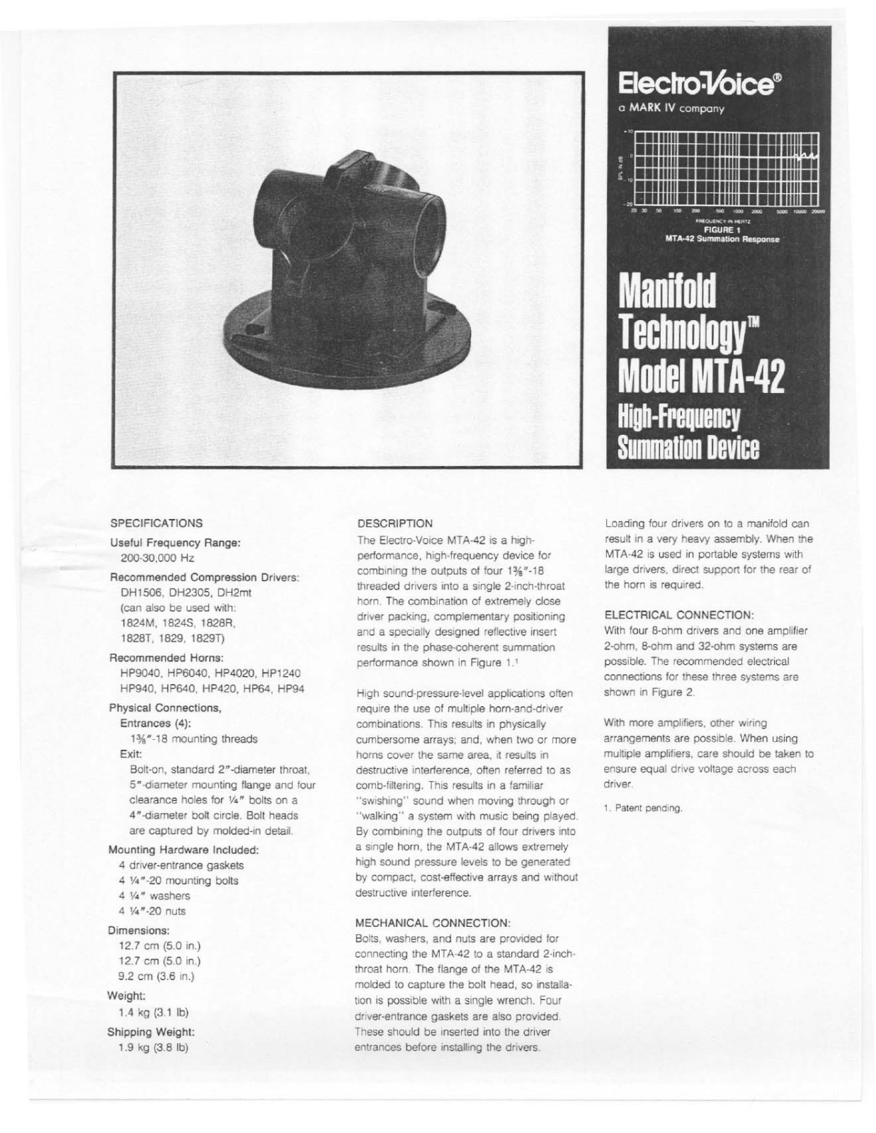 Electro-Voice MTA-42 User Manual