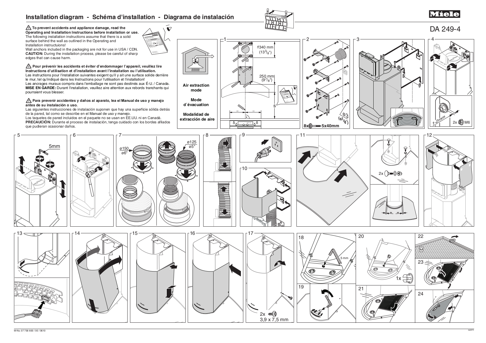 Miele DA 249-4 Installation manual