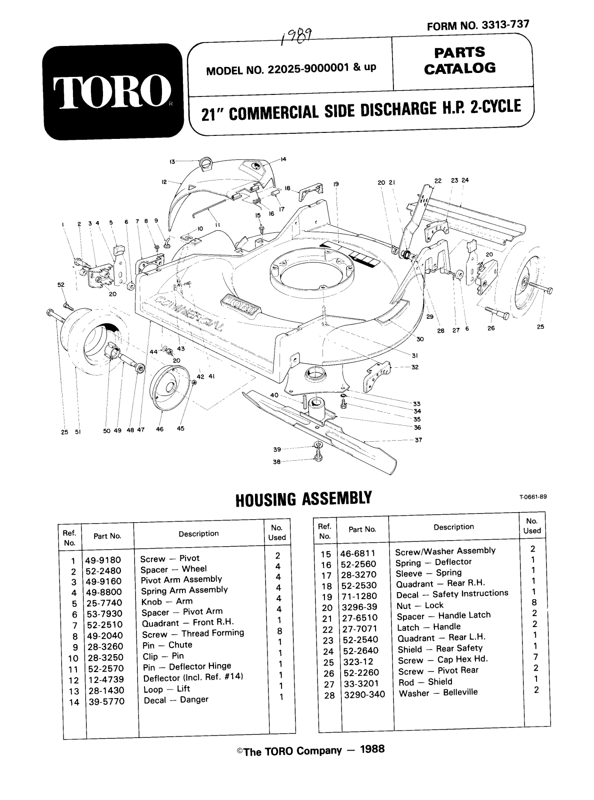 Toro 22025 Parts Catalogue