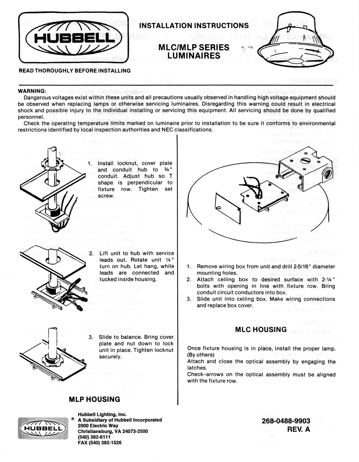 Hubbell lighting MLC, MLP User Manual