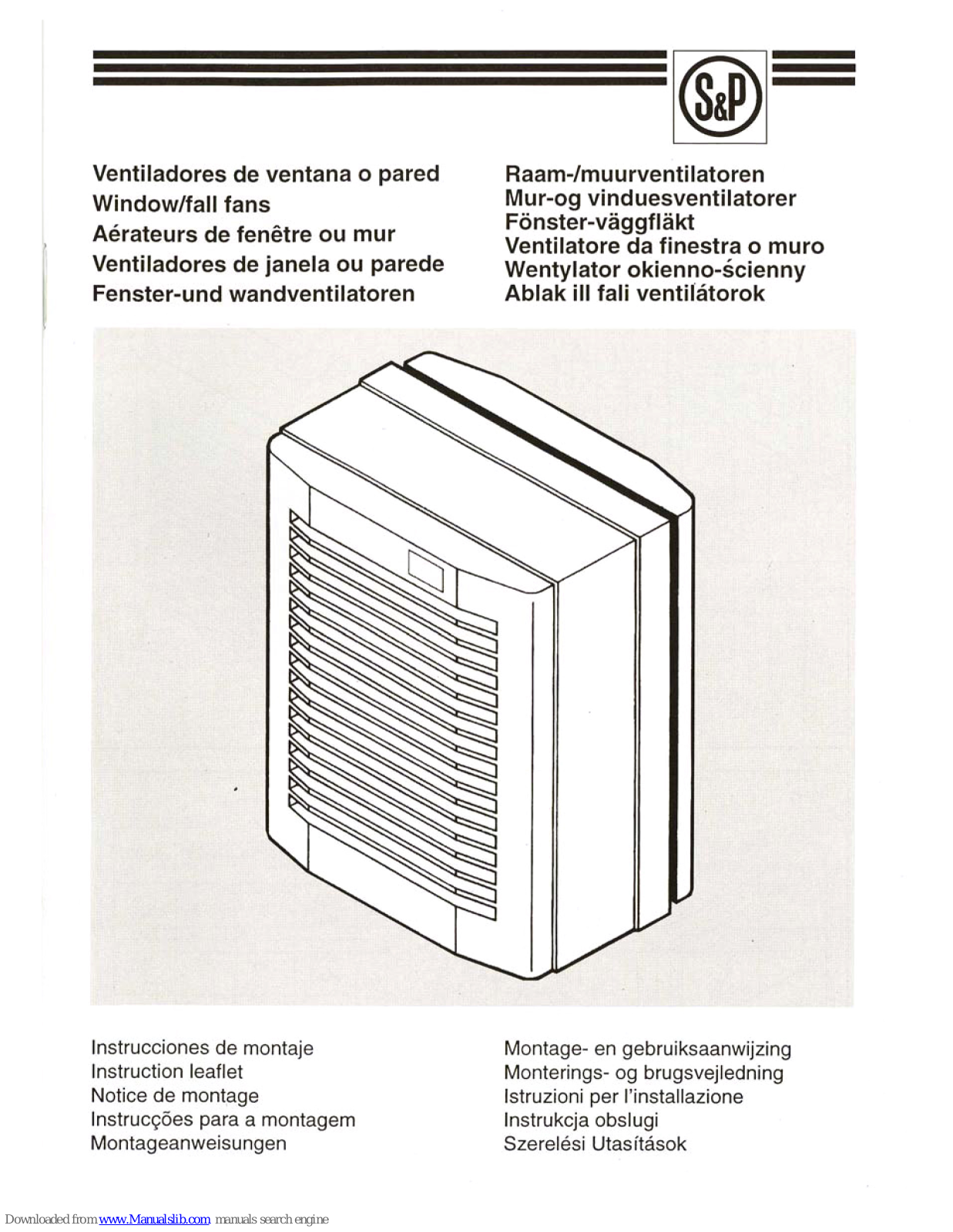 S&P Window/fall fans, HV-150, HV-230, HV-300, HV-150 A Instruction Leaflet - ManualMachine.com