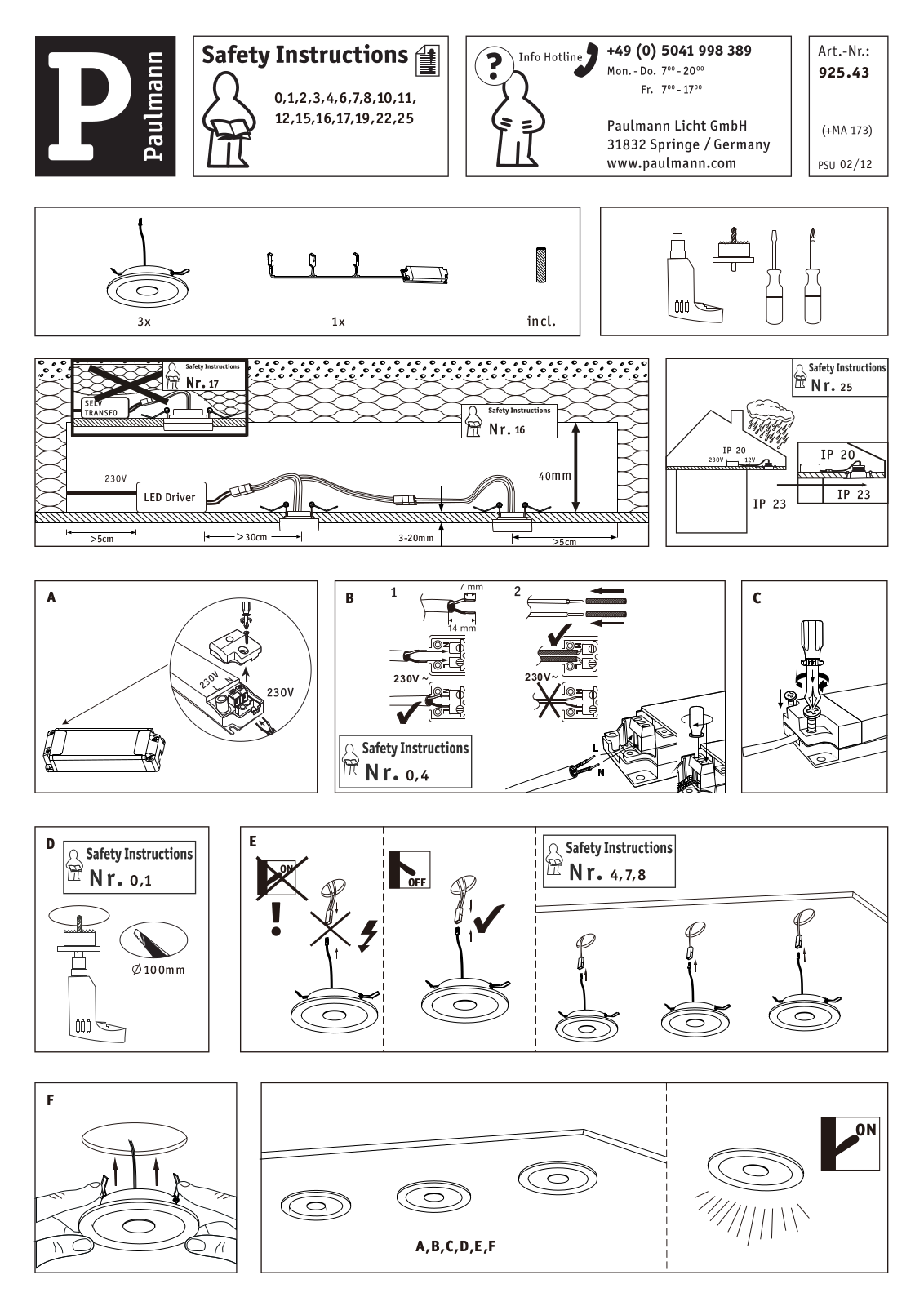 Paulmann 92543 Installation manual - ManualMachine.com
