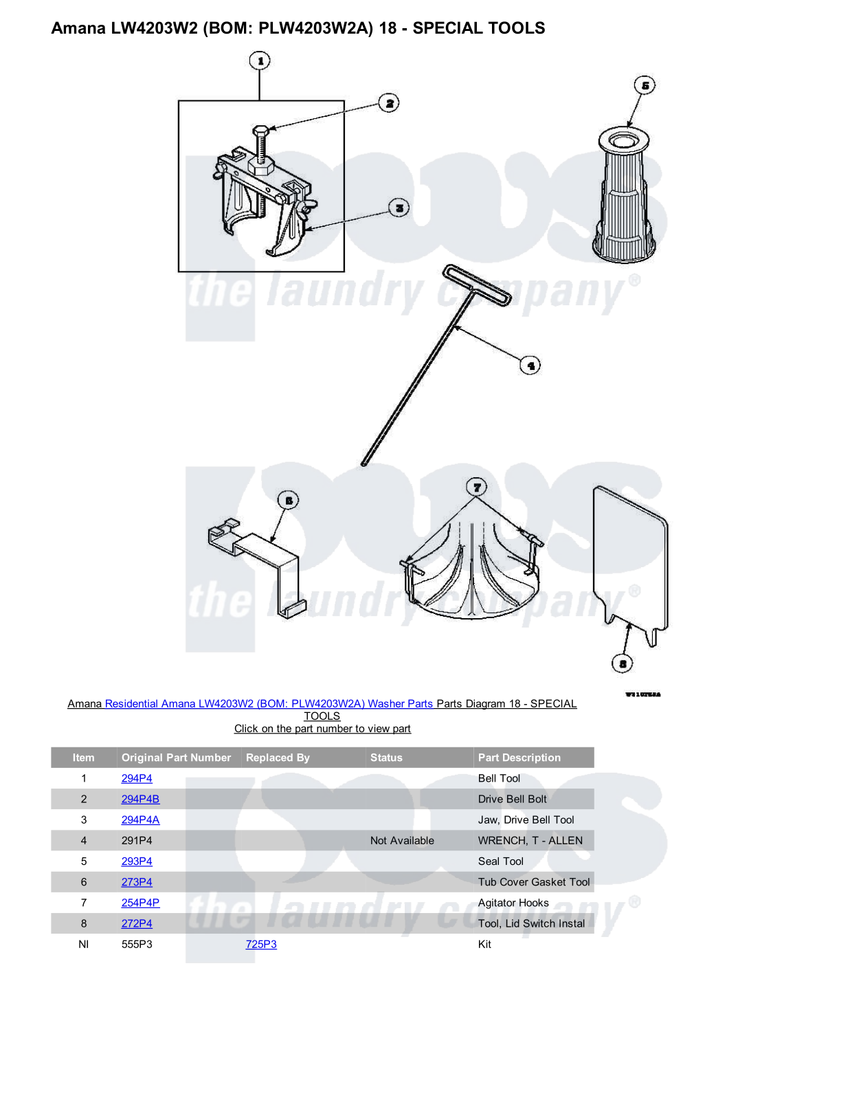 Amana LW4203W2 Parts Diagram