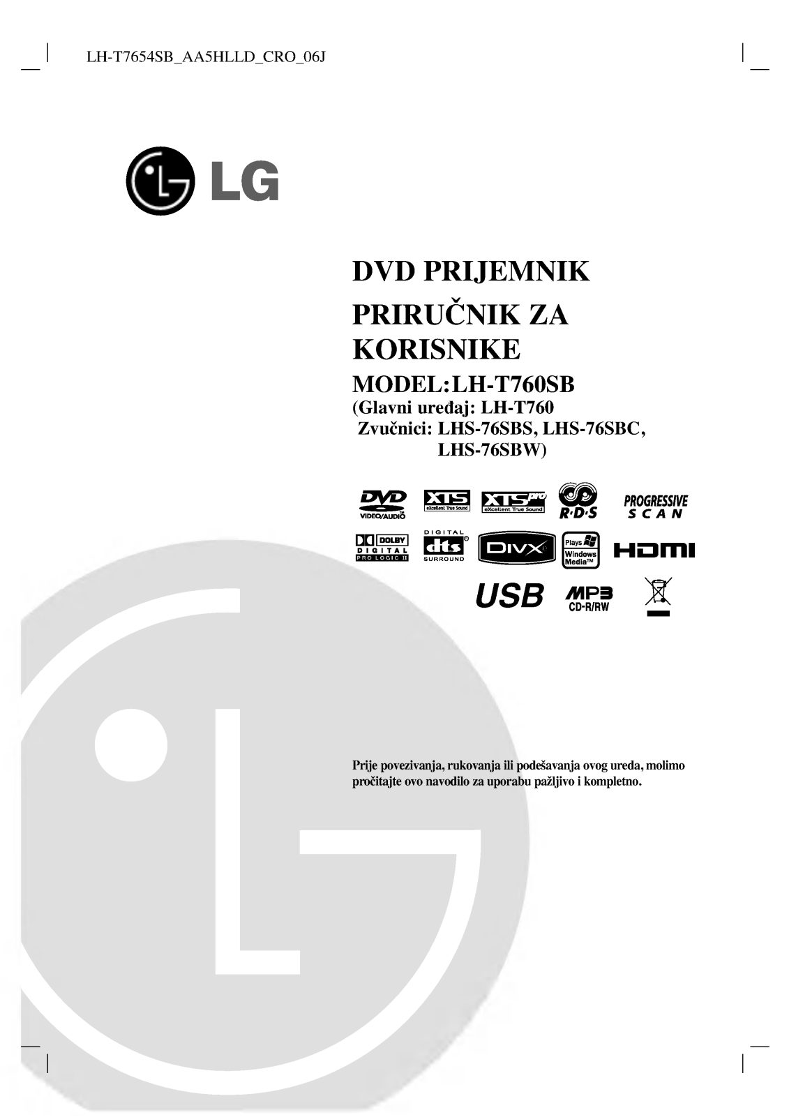 LG LH-T7654SB User manual