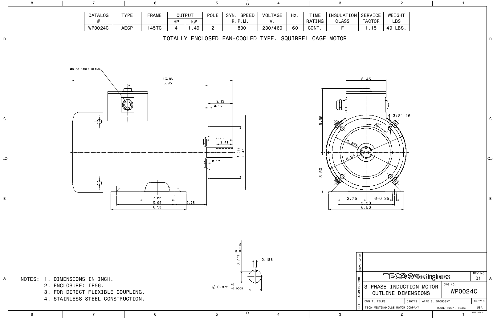 Datasheet WP0024C Reference Drawing (Teco) - ManualMachine.com