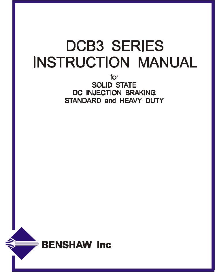 Benshaw DCB3 Manual