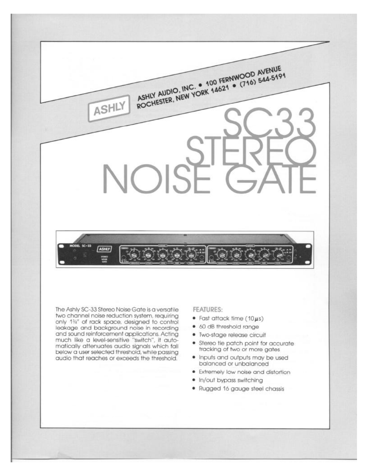 Ashly SC33 User Manual