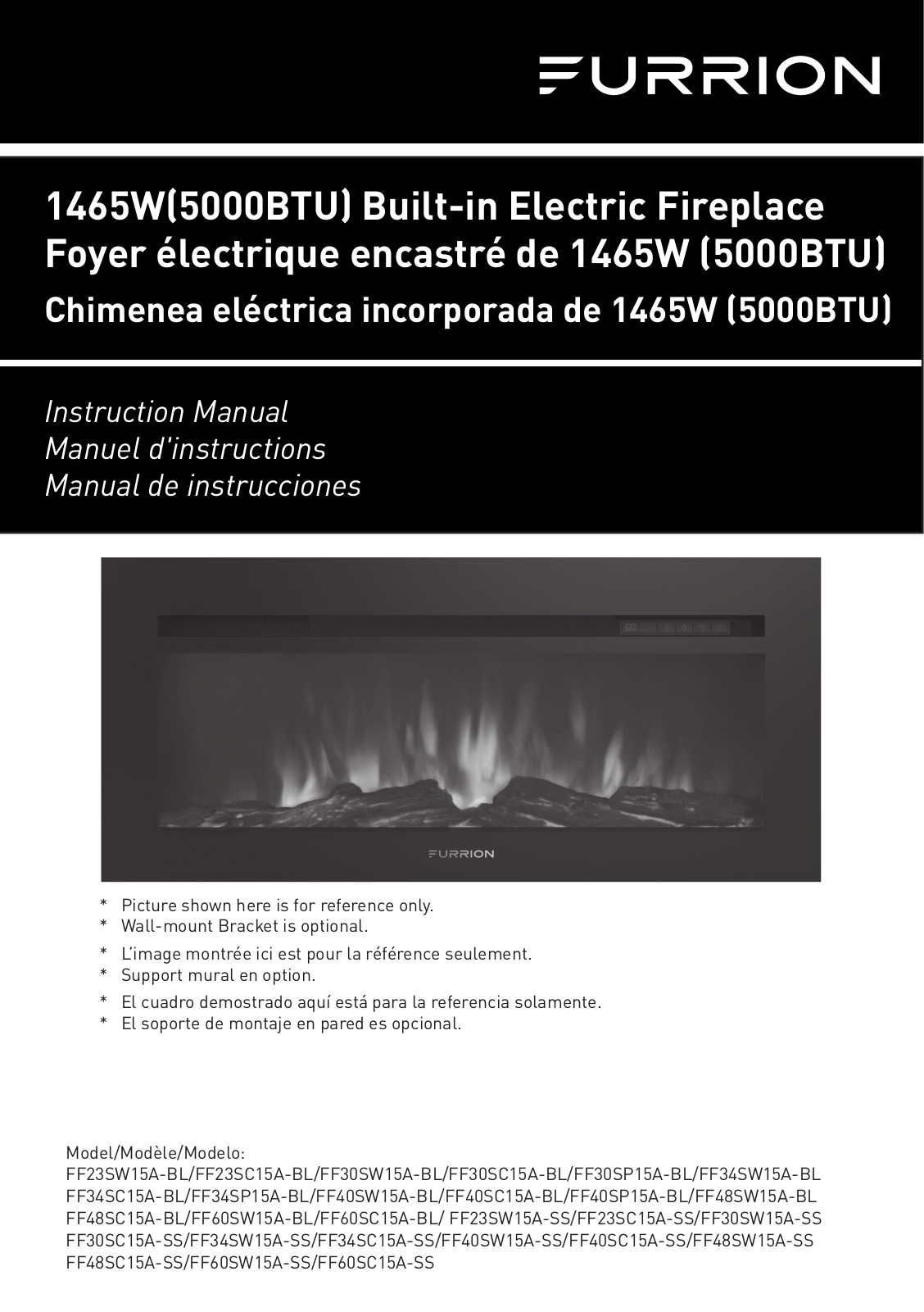 Furrion FF23SW15A-BL, FF23SC15A-BL, FF30SW15A-BL, FF30SC15A-BL, FF30SP15A-BL Instruction Manual