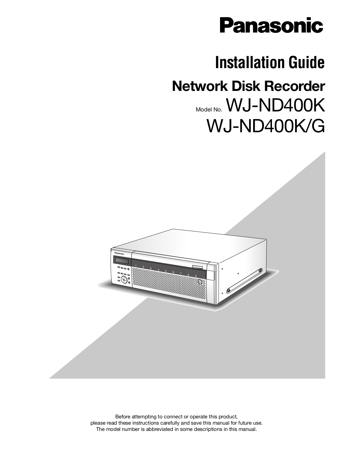 Panasonic WJ-ND400 Installation Guide