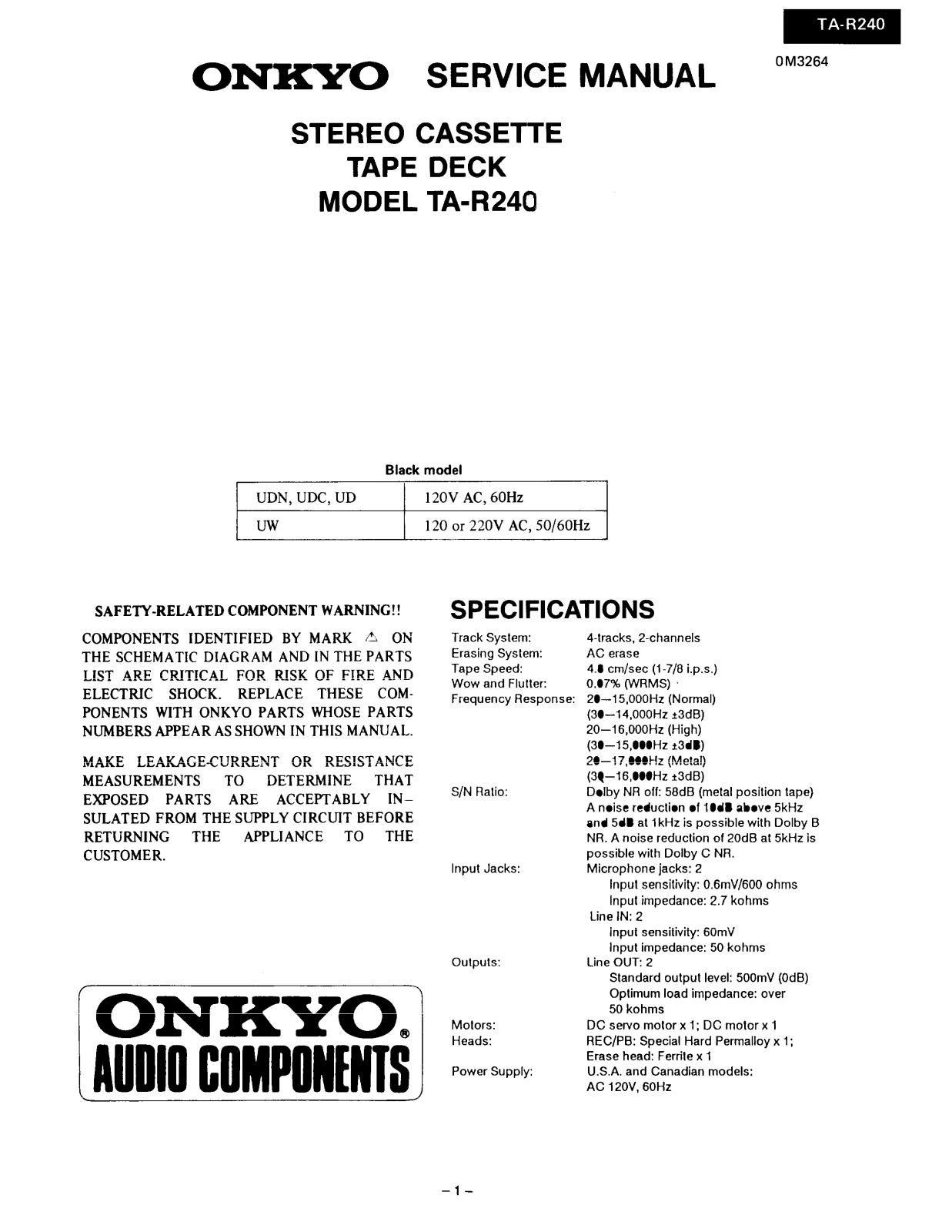 Onkyo TA R-240 Service manual